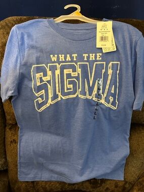 Kohl's Light Blue "What The SIGMA" Graphic Tee